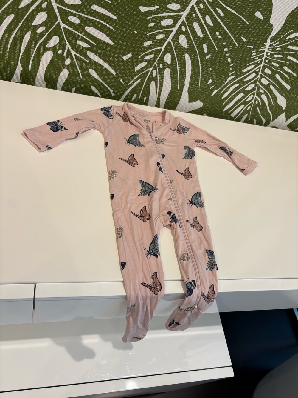Kyte BABY Pink Butterfly Footed One-Piece